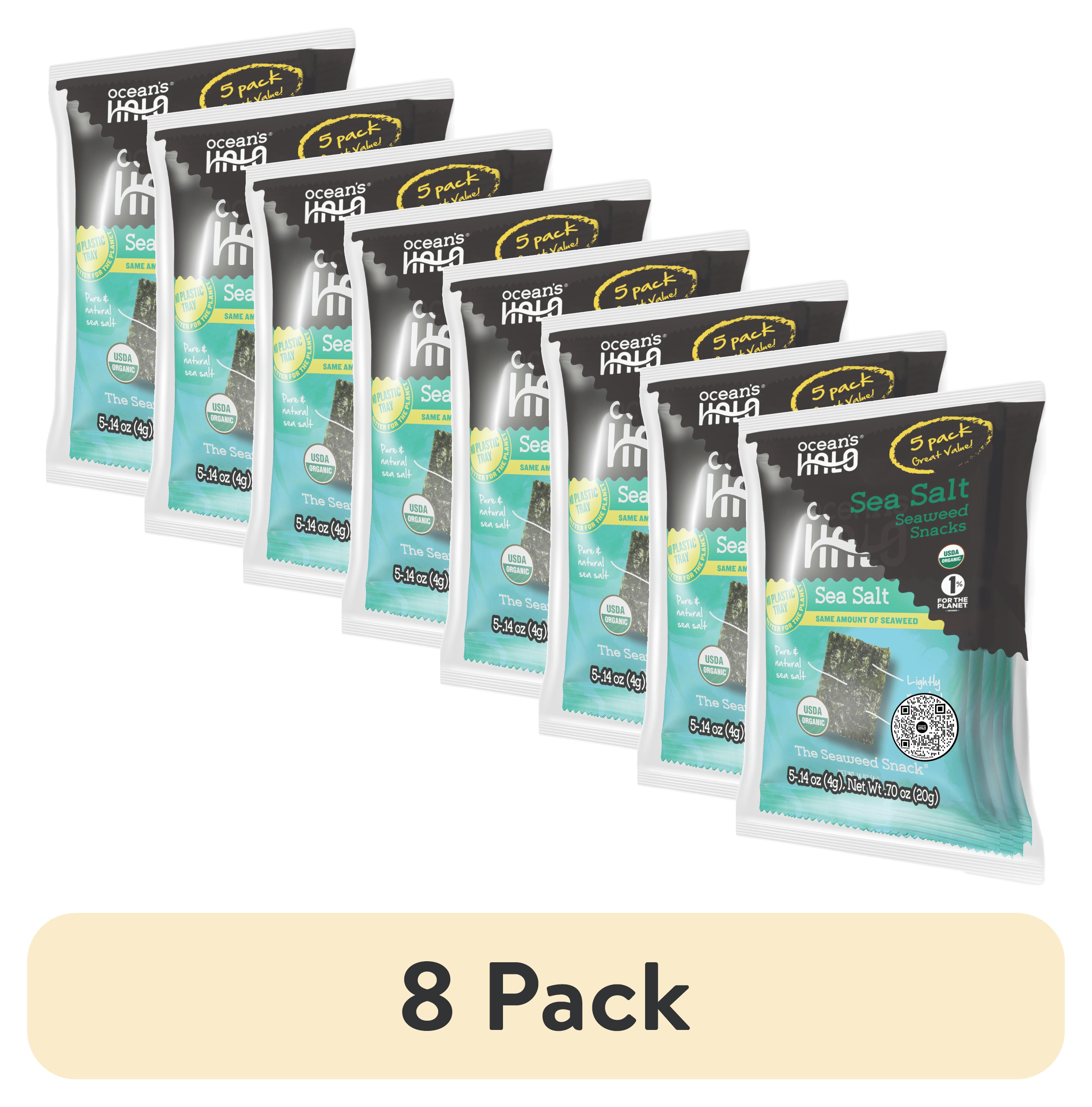 (8 pack) Ocean's Halo, 5pk Seaweed Snack, Healthy, Sea Salt, Vegan Keto Nori Crispy Chips
