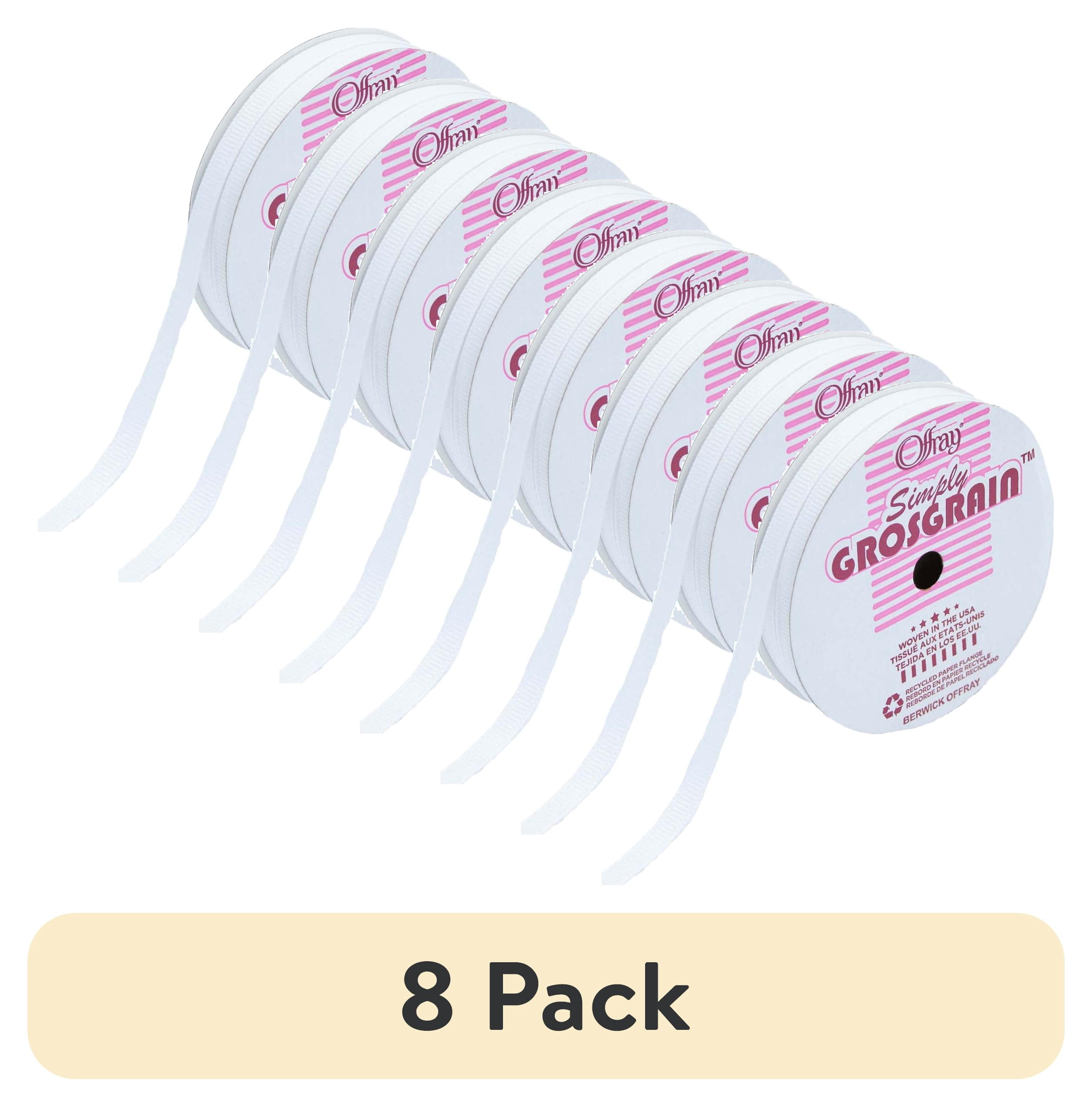 (8 pack) Offray 1/4" White Simply Grosgrain Ribbon, 6 Yards, 1 Each