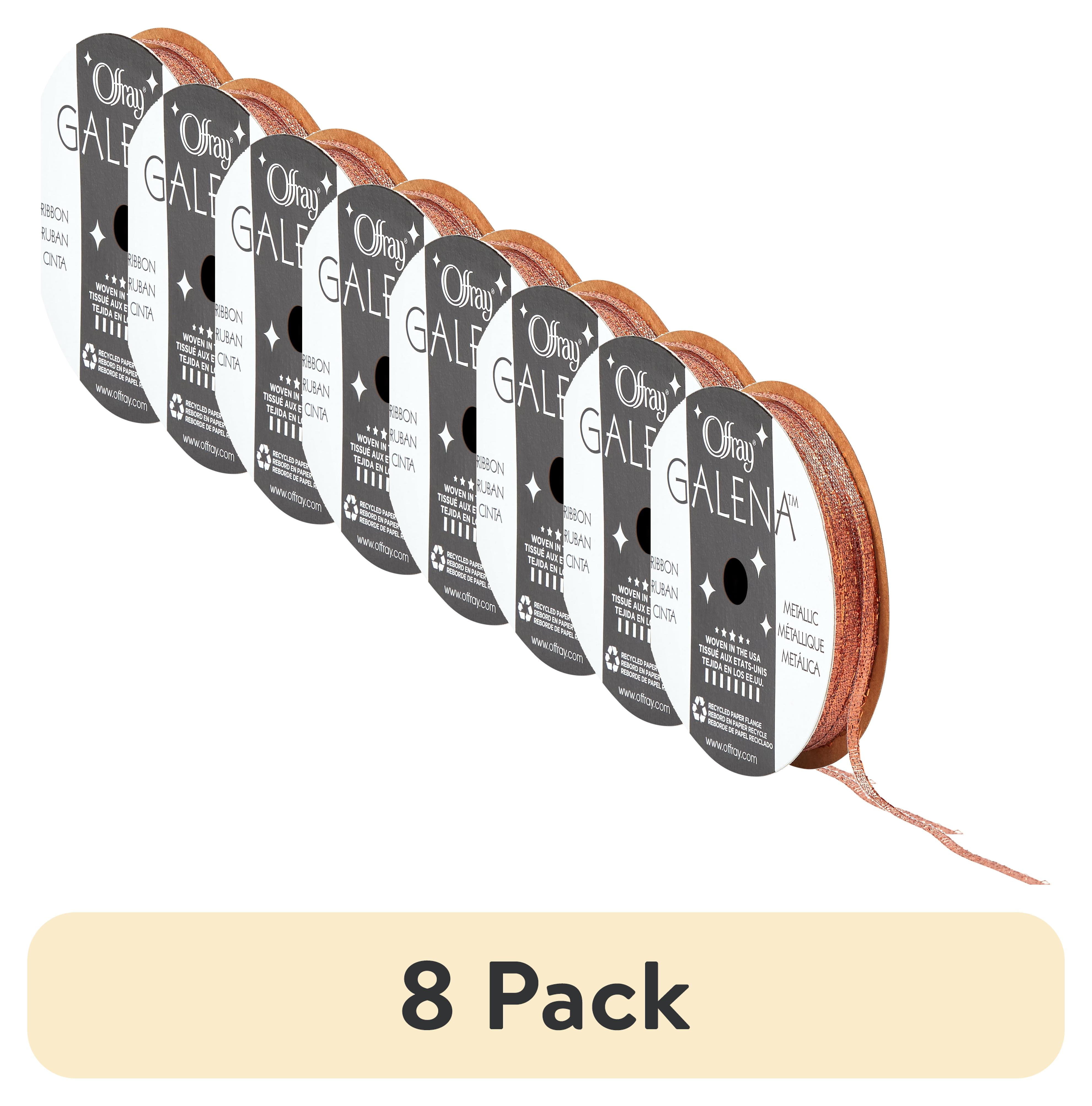 (8 pack) Offray Ribbon, Copper 1/8 inch Galena Metallic Ribbon, 9 feet