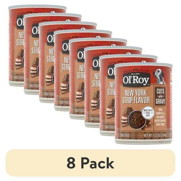 (8 pack) Ol' Roy New York Strip Flavor Cuts in Gravy Wet Dog Food, 13.2 oz Can
