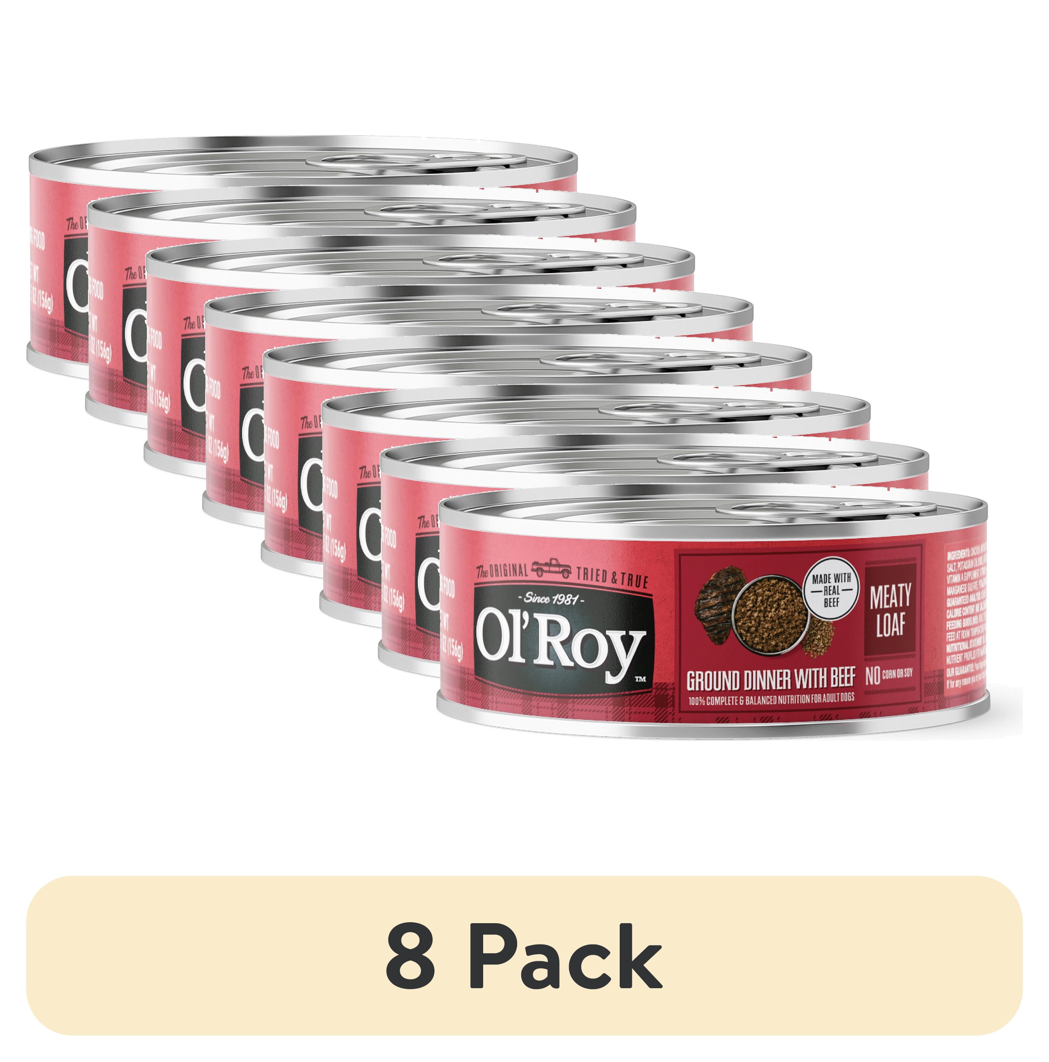 8 pack) Ol' Roy Savory Loaf with Beef Wet Dog Food, 5.5 oz Can