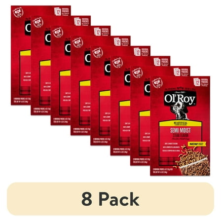 (8 pack) Ol' Roy Semi Moist Steak Flavor Dog Food, 4.5 lb, 12 Pouches