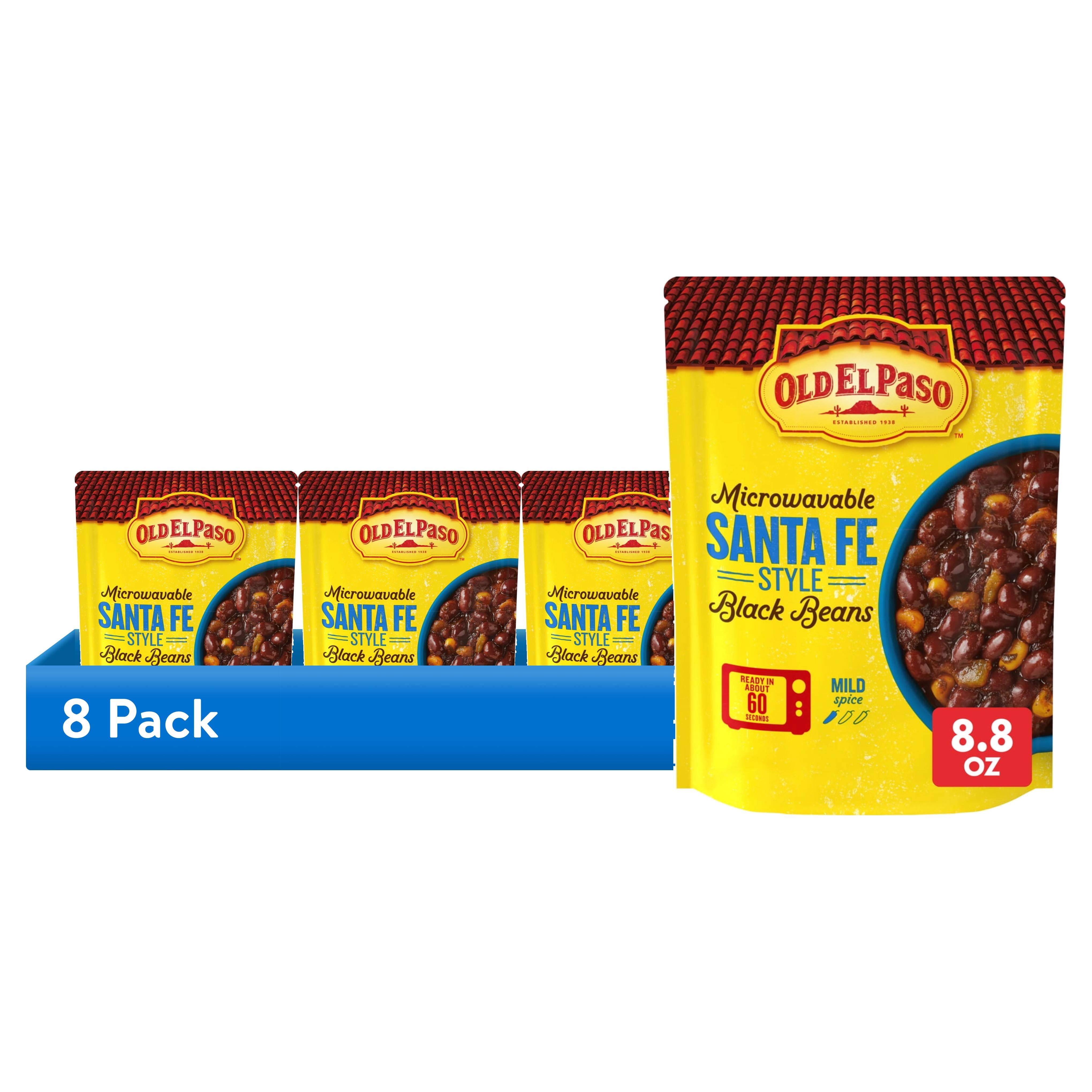 (8 pack) Old El Paso Black Beans, Santa Fe Style, Microwavable Pouch, 8