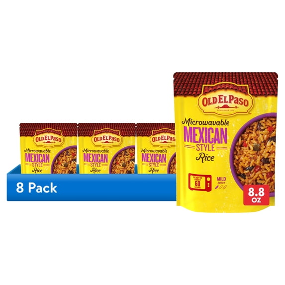 (8 pack) Old El Paso Rice, Mexican Style Rice, Microwavable Pouch, 8.8 oz