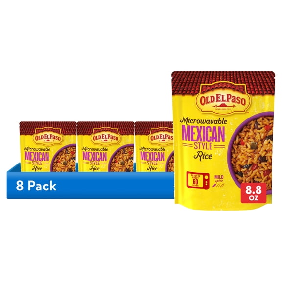 (8 pack) Old El Paso Rice, Mexican Style Rice, Microwavable Pouch, 8.8 oz