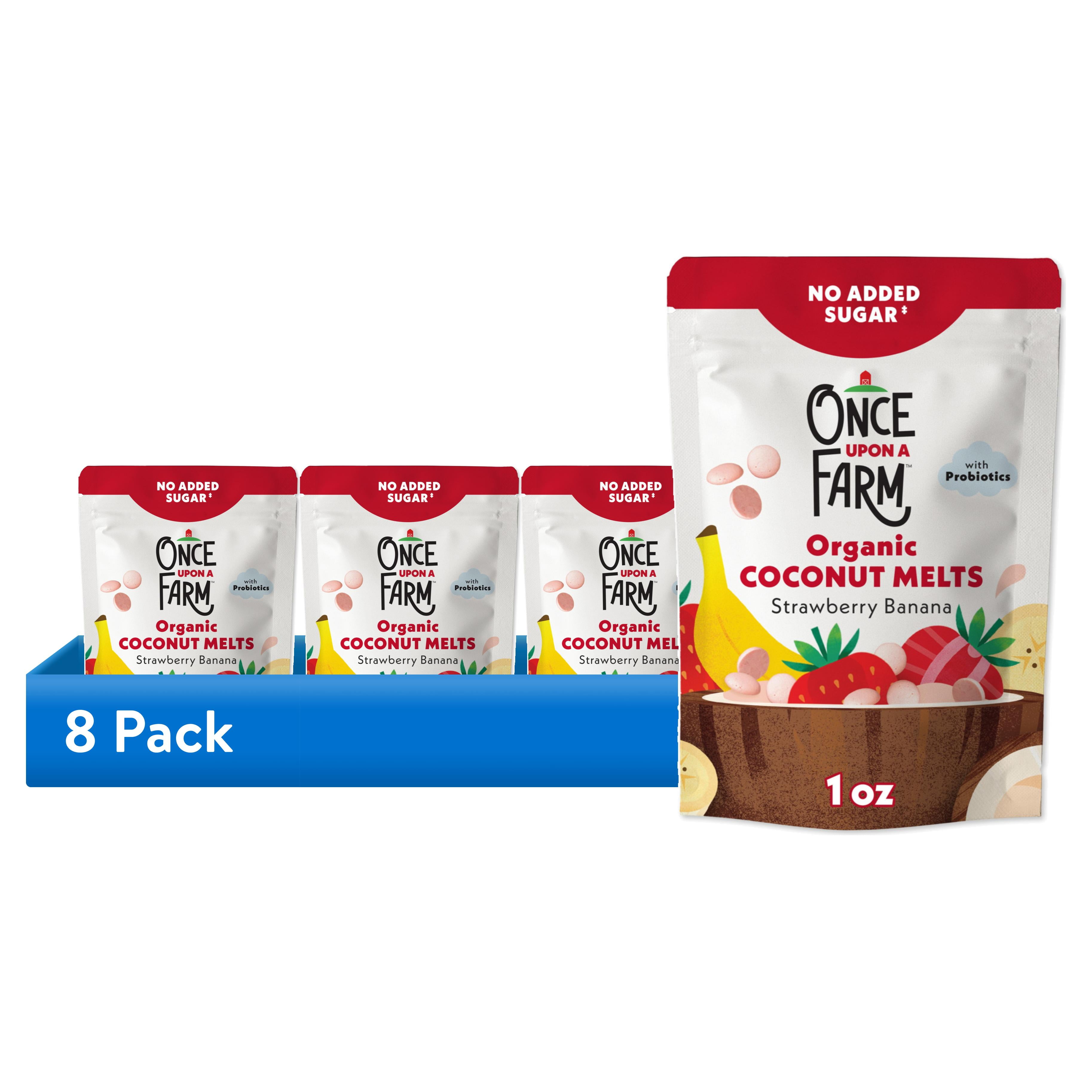 (8 pack) (8 pack) Once Upon a Farm Organic Coconut Melts, Strawberry Banana, 1 oz