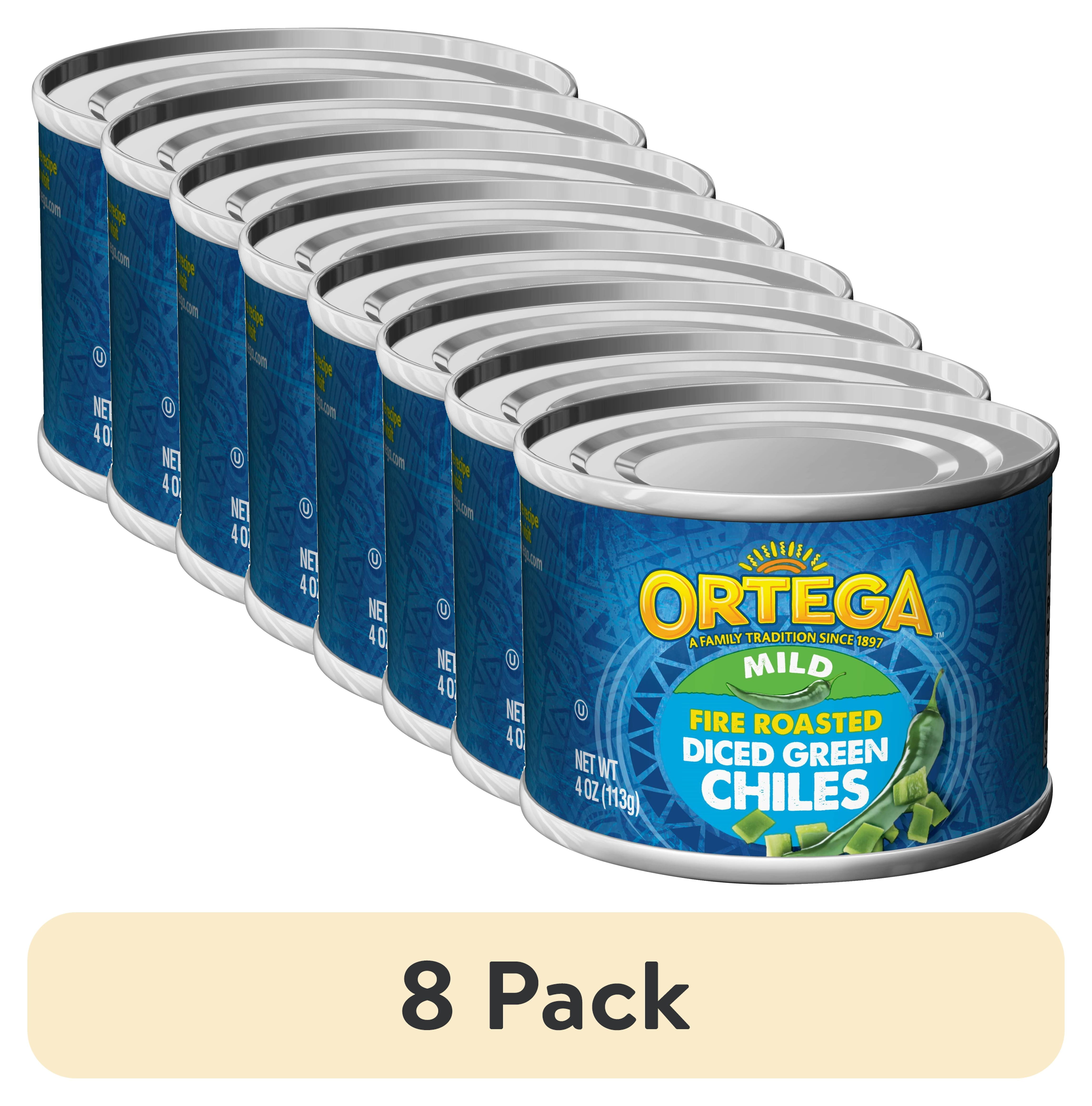 (8 pack) Ortega Fire Roasted Mild Diced Green Chiles, Kosher, 4 oz