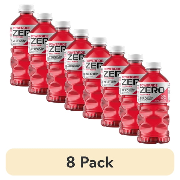 (8 pack) POWERADE Zero Sugar Fruit Punch Electrolyte Sports Drink Bottle, 28 fl oz