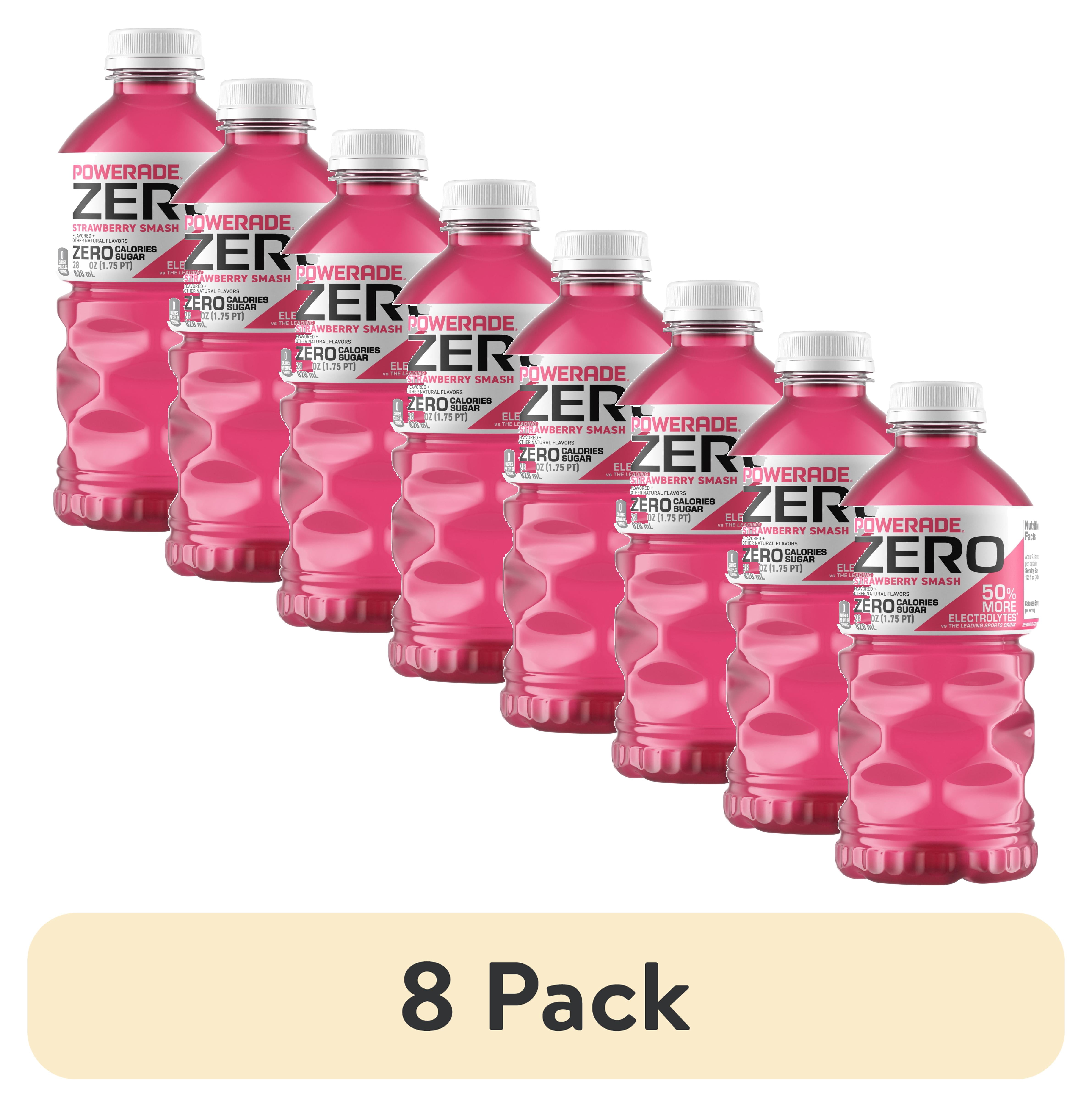 (8 pack) POWERADE Zero Sugar Strawberry Smash Electrolyte Sports Drink Bottle, 28 fl oz