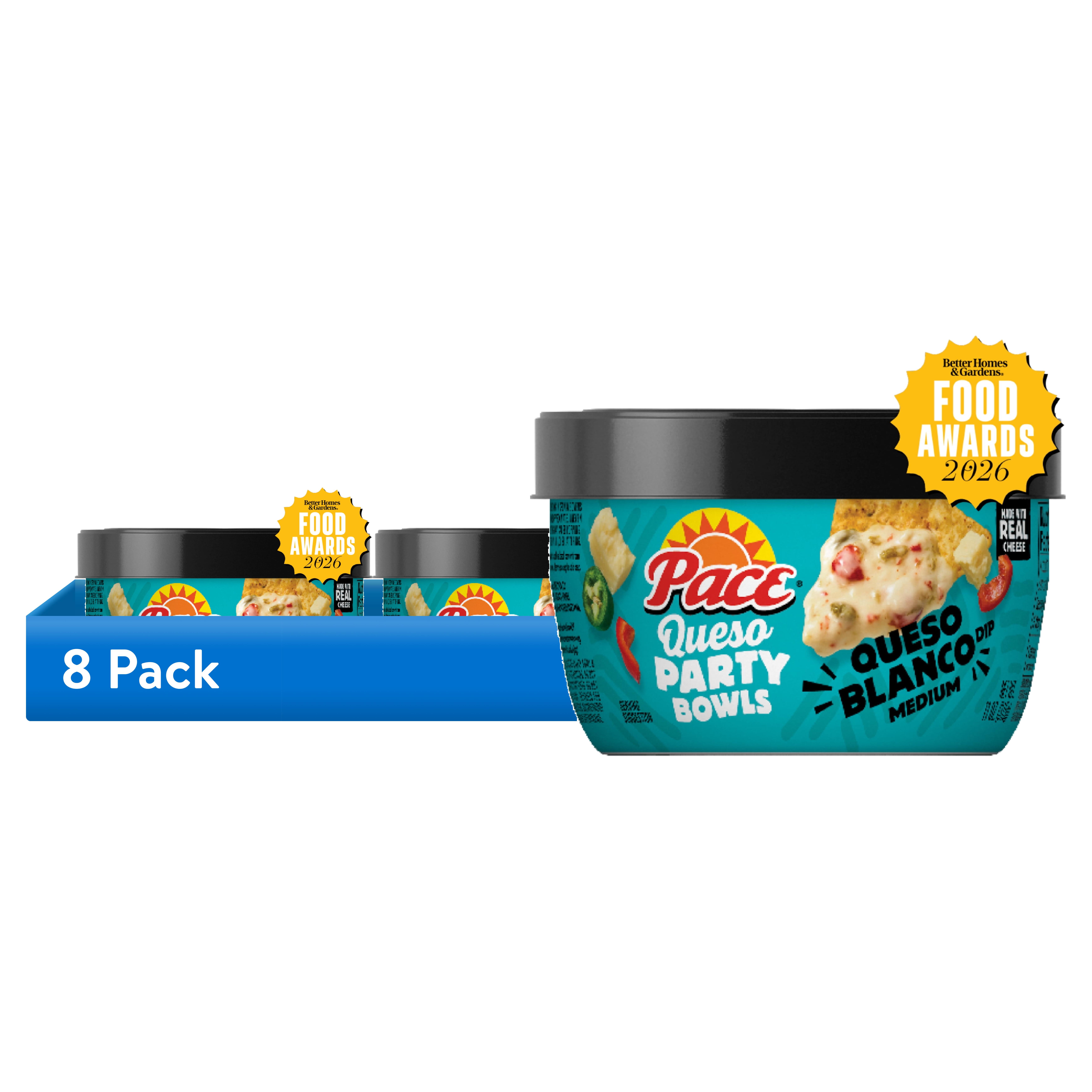 (8 pack) Pace Queso Blanco Dip, Cheese Dip, 11 oz Microwavable Bowl