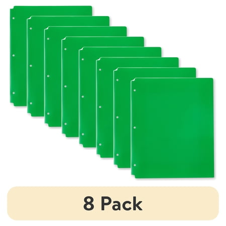 (8 pack) Pen+Gear 2-Pocket Poly Folder, 9.4" x 11.4", Green