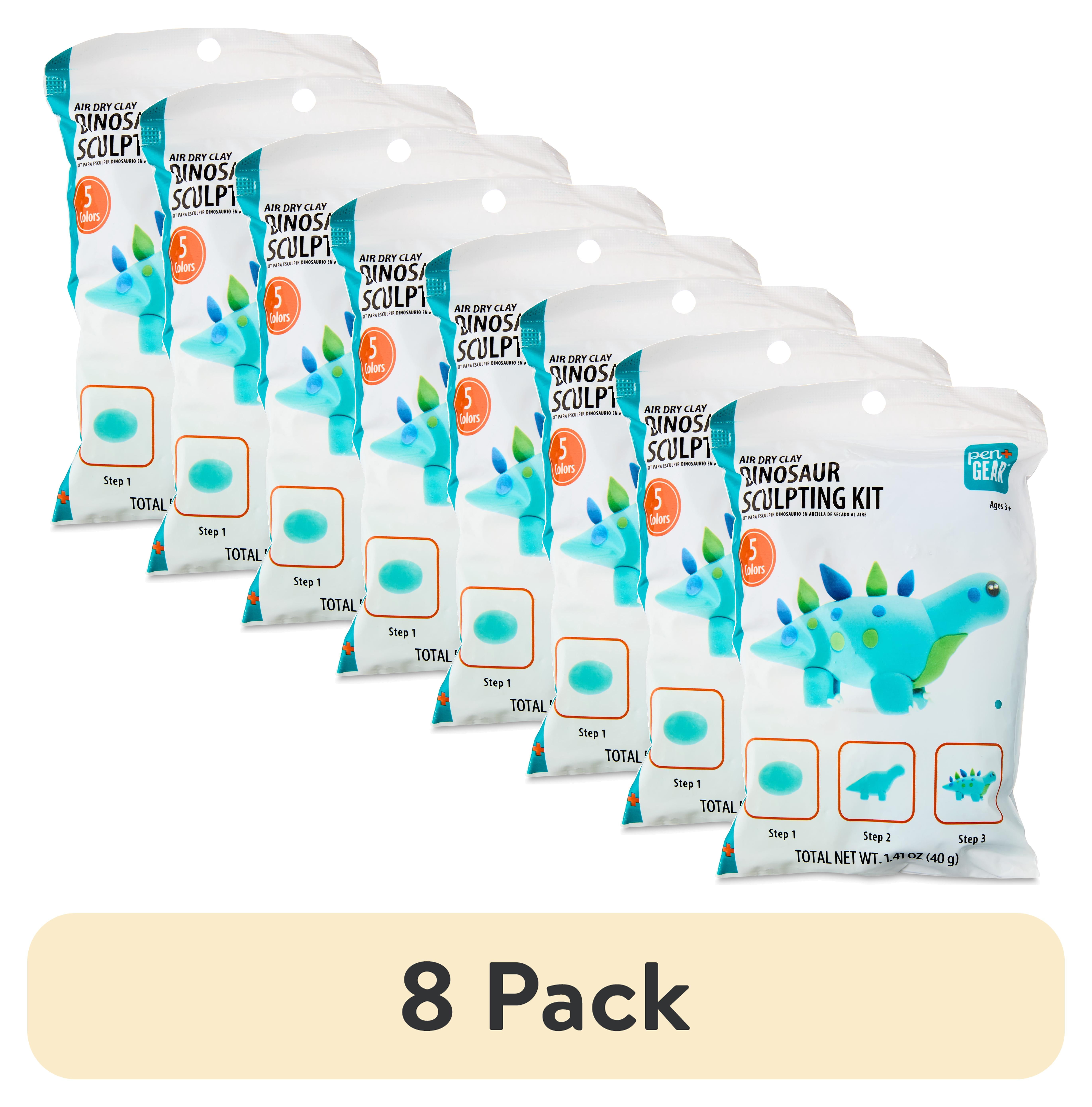 (8 pack) Pen+Gear Dinosaur Air Dry Clay Sculpting Kit, Stocking Stuffers for Kids, Blue