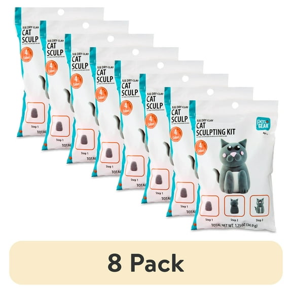 (8 pack) Pen+Gear Air Dry Clay Sculpting Kit, Gray Cat, 8 oz
