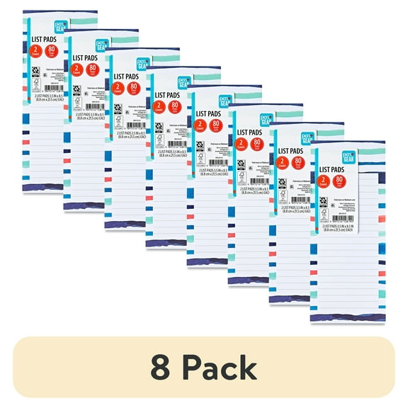 (8 pack) Pen+Gear List Pads, Multicolor Floral & Stripe Design, 80 Sheets Each, 2 Count