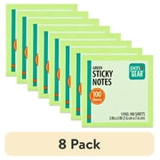 (8 pack) Pen+Gear Neon Green Sticky Notes Repositionable Adhesive, 3" x 3", 100 Sheets, 1 Pad, Green