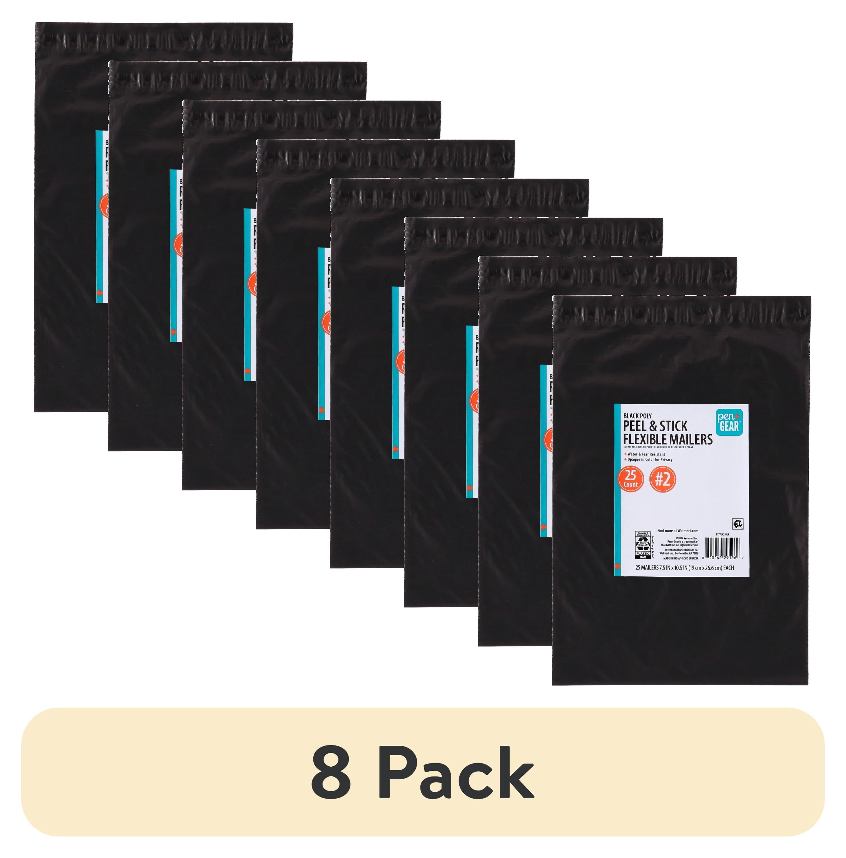 (8 pack) Pen+Gear Self-Seal Poly Flexible Mailer, #2 (7.5" x 10".), Black, 25-Count