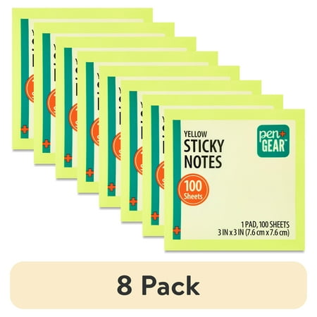 (8 pack) Pen+Gear 3-Inch by 3-Inch Sustainable Yellow Sticky Notes, 100 Sheets