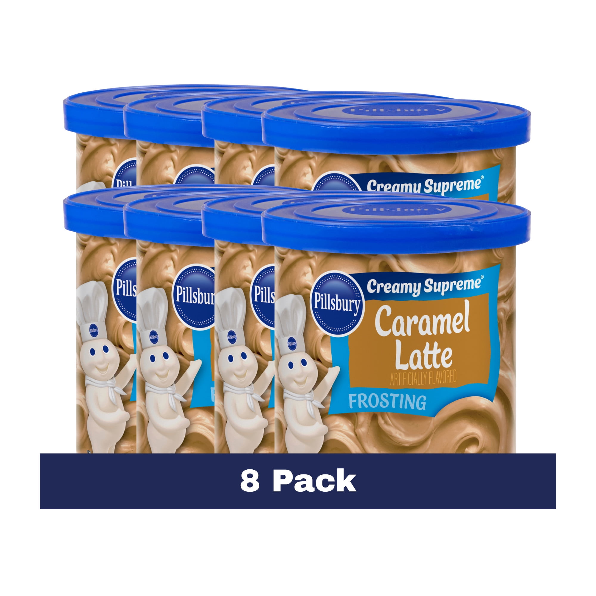 (8 pack) Pillsbury Creamy Supreme Caramel Latte Frosting, 16 oz Tub