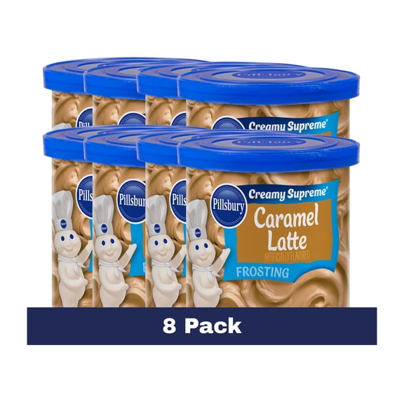 (8 pack) Pillsbury Creamy Supreme Caramel Latte Frosting, 16 oz Tub