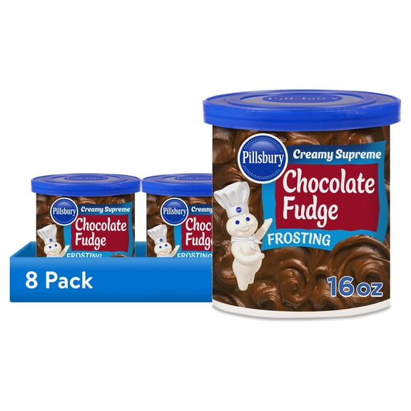 (8 pack) Pillsbury Creamy Supreme Chocolate Fudge Flavored Frosting, 16 oz Tub