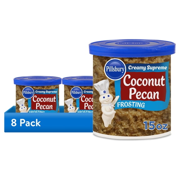 (8 pack) Pillsbury Creamy Supreme Coconut Pecan Frosting, 15 oz Tub