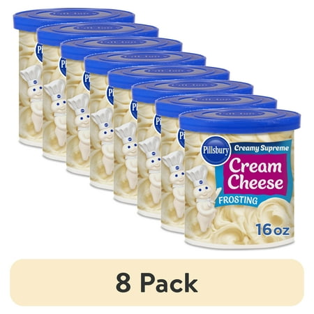 (8 pack) Pillsbury Creamy Supreme Cream Cheese Frosting, 16 Oz Tub