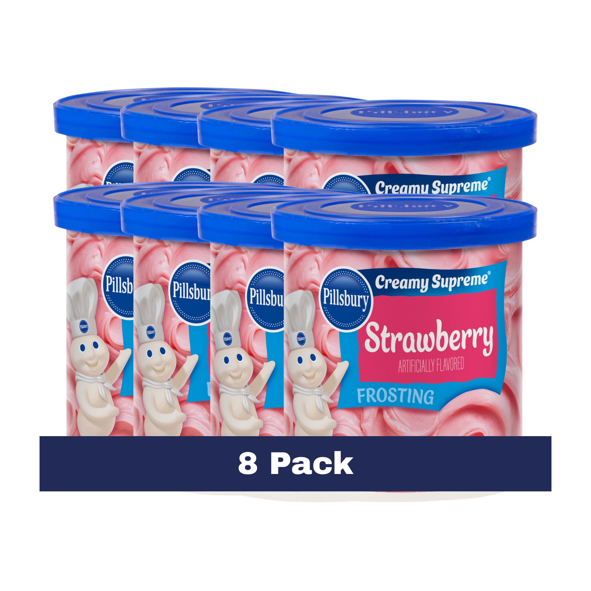 (8 pack) Pillsbury Creamy Supreme Strawberry Frosting, 16 oz Tub