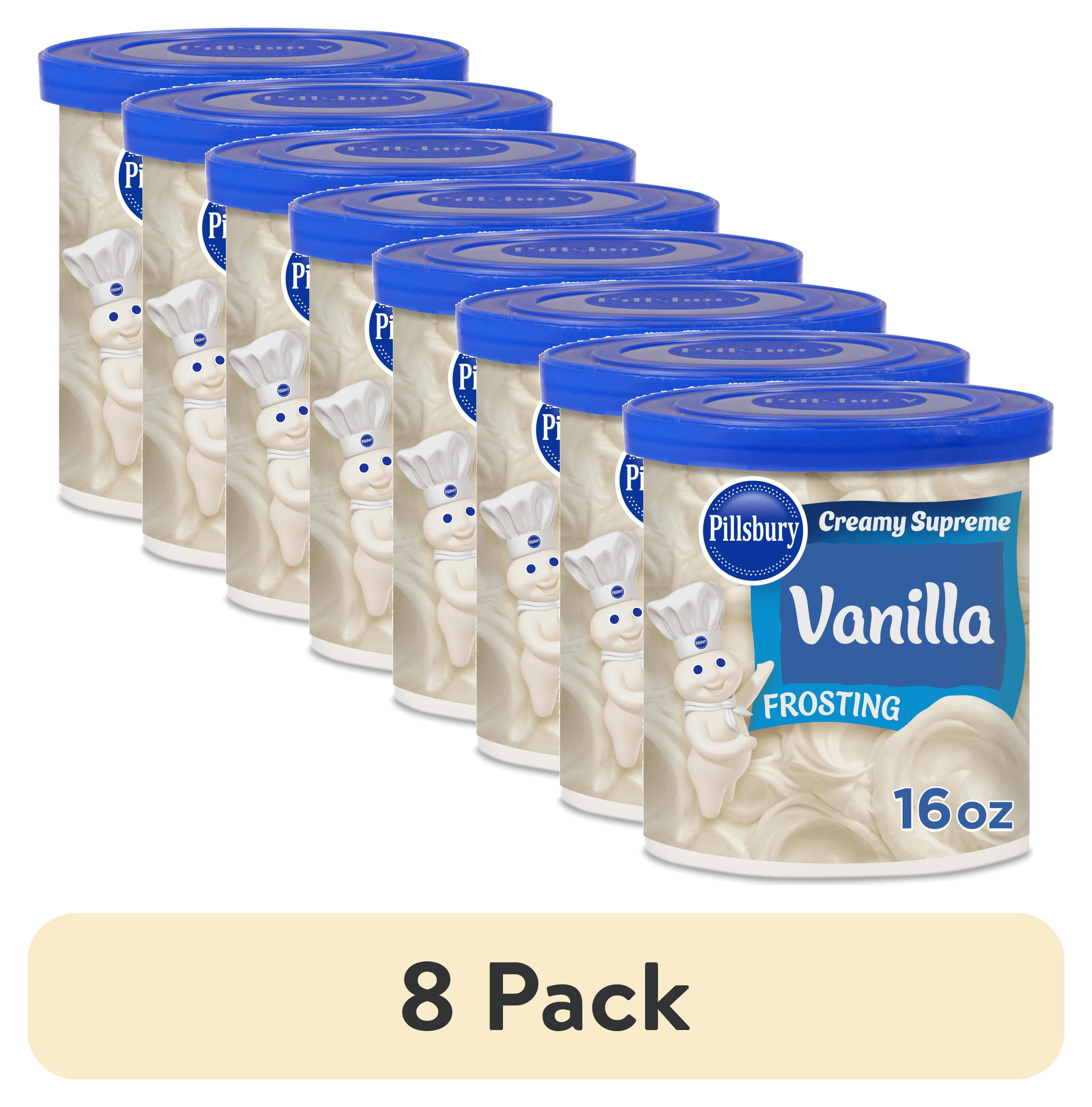 (8 pack) Pillsbury Creamy Supreme Vanilla Frosting, 16 oz Tub