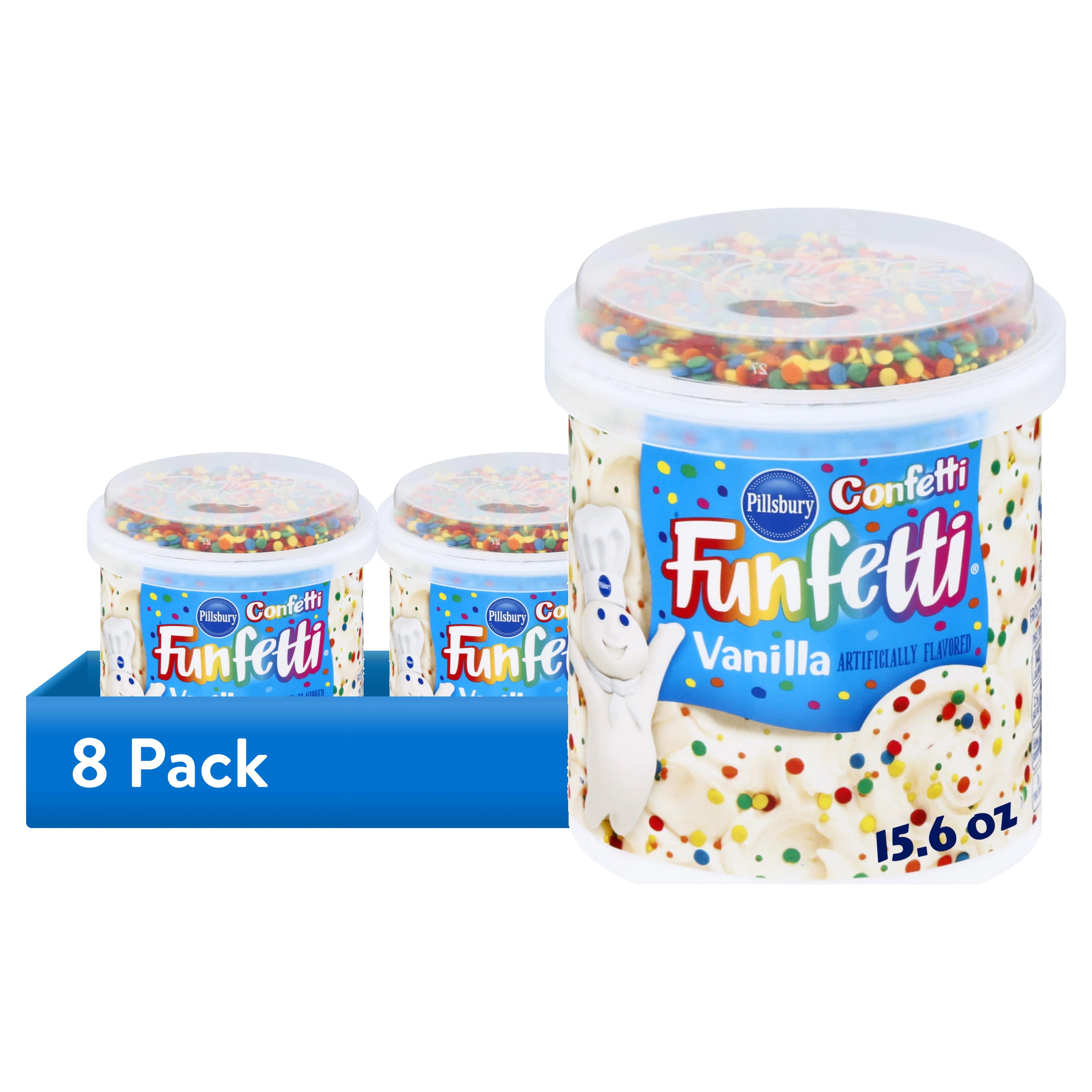 (8 pack) Pillsbury Funfetti Confetti Vanilla Frosting, 15.6 oz Tub