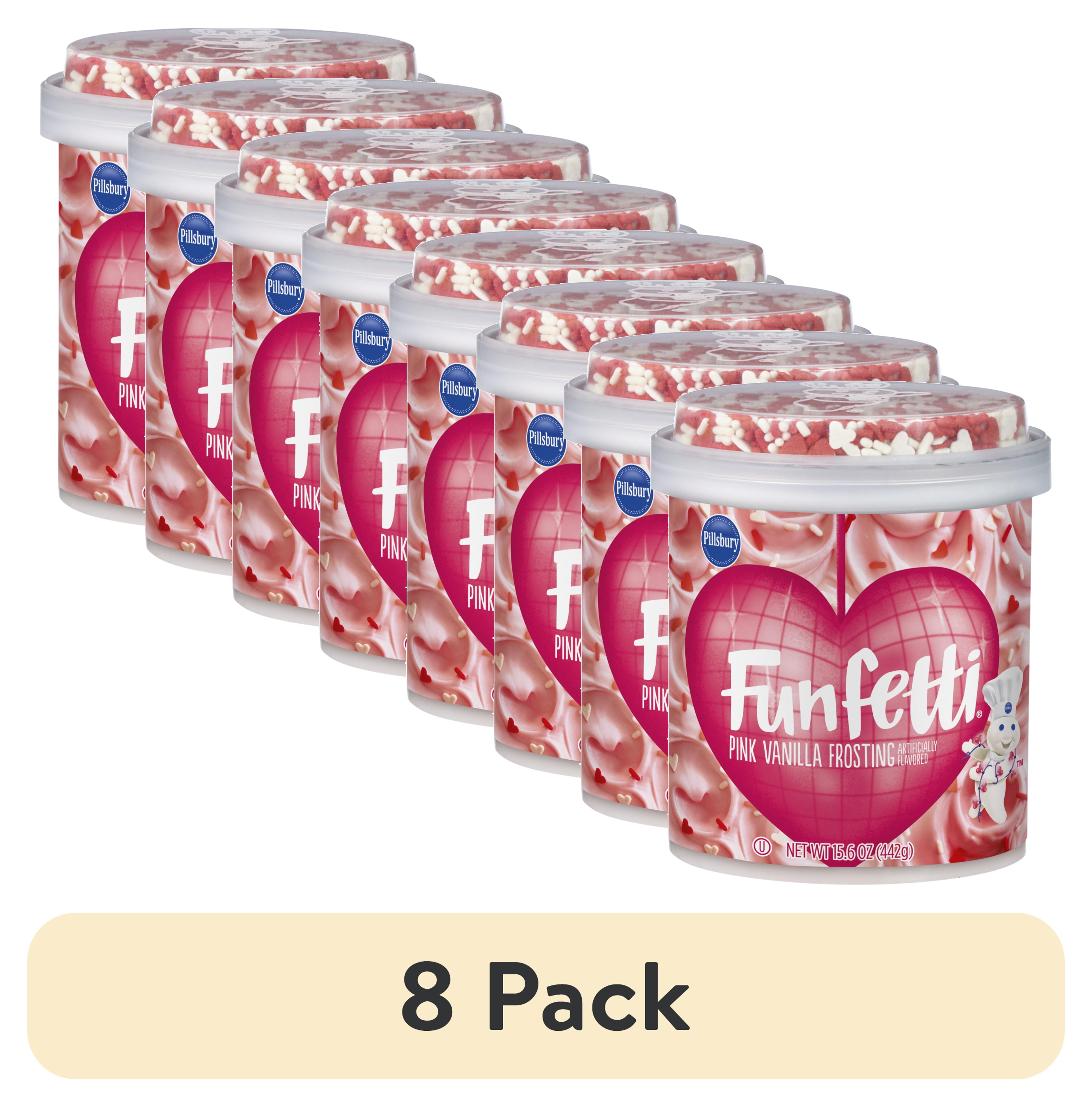 (8 pack) Pillsbury Funfetti Valentine's Day Vanilla Frosting, 15.6 oz Tub