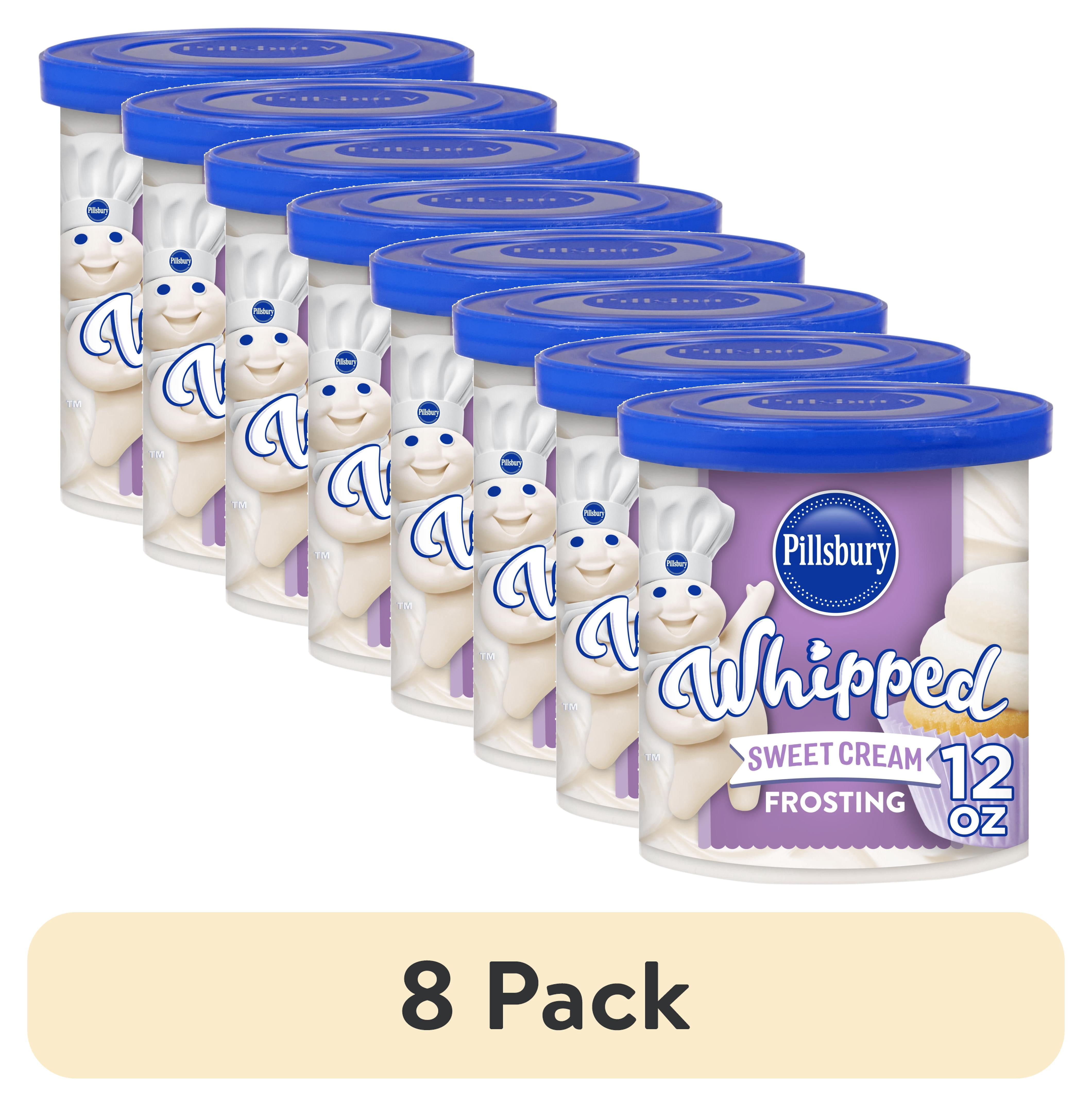 (8 pack) Pillsbury Whipped Sweet Cream Frosting, 12 oz Tub