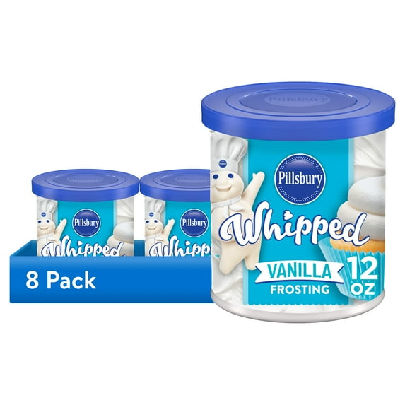 (8 pack) Pillsbury Whipped Vanilla Frosting, 12 oz Tub