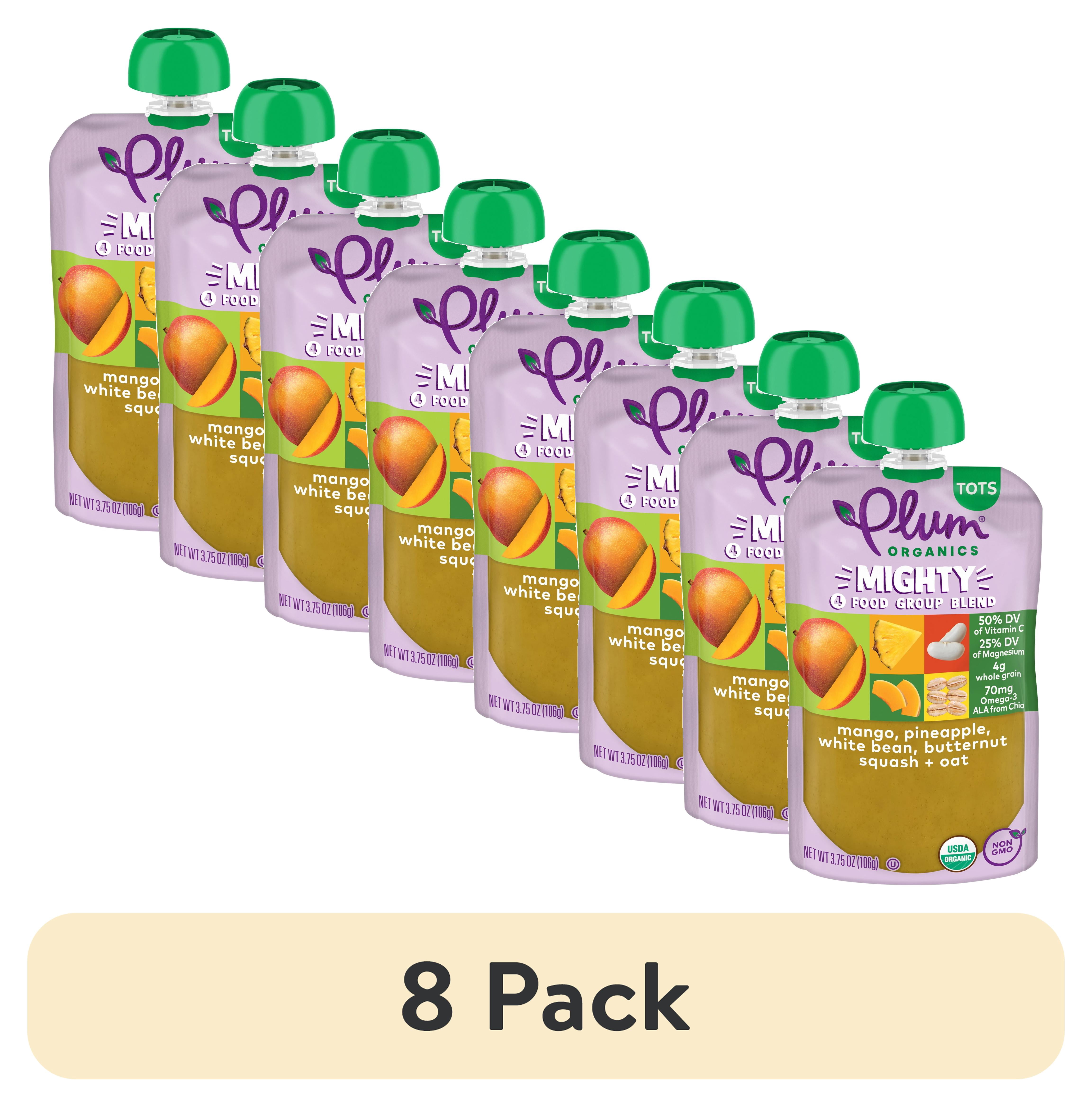 (8 pack) Plum Organics® Mighty 4 Food Group Blend Mango, Pineapple, White Bean, Butternut Squash + Oat 3.75oz Pouch
