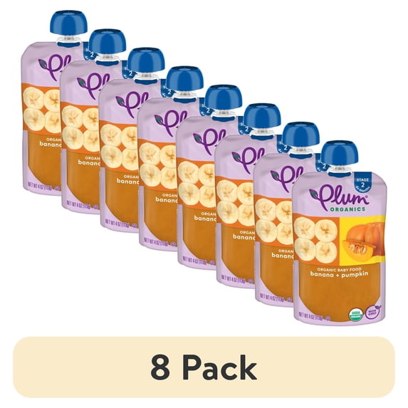 (8 pack) Plum Organics® Stage 2 Organic Baby Food Banana + Pumpkin 4oz Pouch