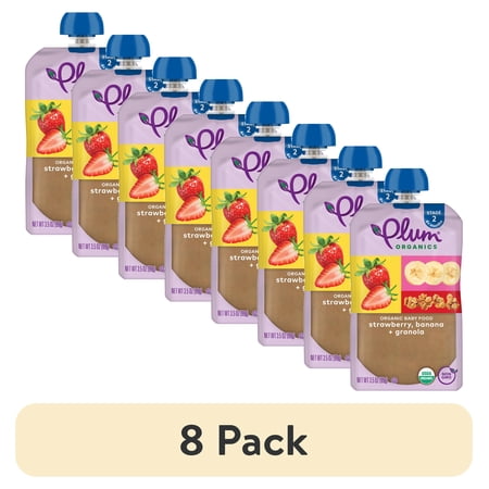 (8 pack) Plum Organics® Stage 2 Organic Baby Food Strawberry, Banana + Granola 3.5oz Pouch