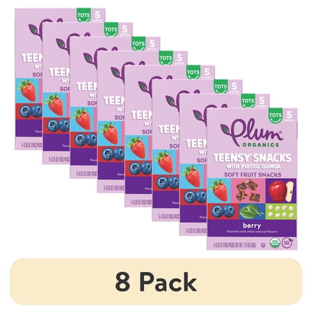 (8 pack) Plum Organics® Teensy® Snacks Puffed Quinoa Berry .35oz Pouch/5-Count Box