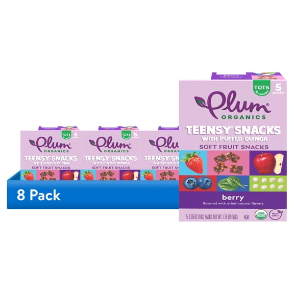 (8 pack) Plum Organics® Teensy® Snacks Puffed Quinoa Berry .35oz Pouch/5-Count Box