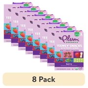 8 pack Plum Organics  Tots Teensy  Snacks with Puffed Quinoa Berry Soft Fruit Snacks 5-Count Box/.35oz Pouch