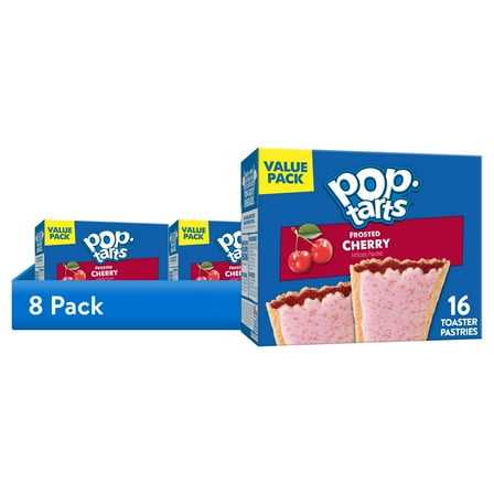(8 pack) Pop-Tarts Frosted Cherry Toaster Pastries, Breakfast Foods, Shelf-Stable, 27 oz (16 Count)