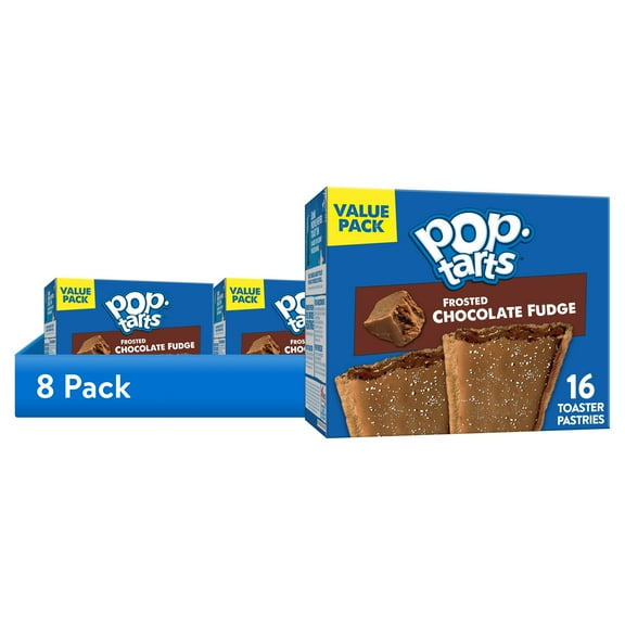 (8 pack) Pop-Tarts Frosted Chocolate Fudge Toaster Pastries, Breakfast Foods, Shelf-Stable, 27 oz (16 Count)