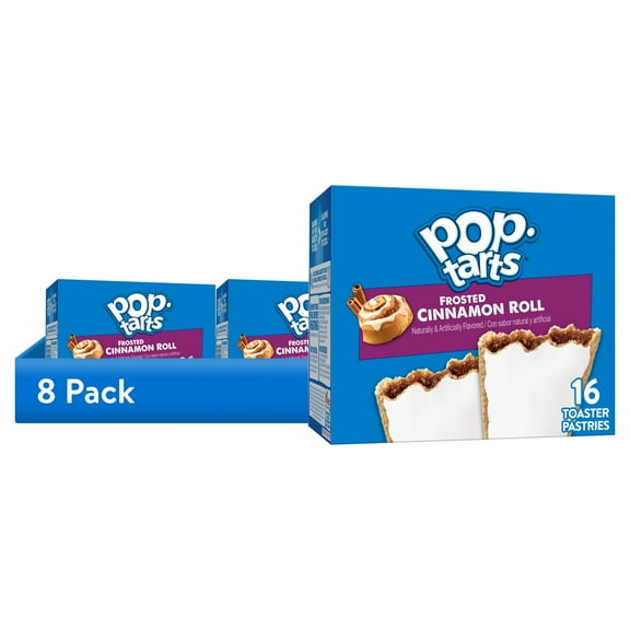 (8 pack) Pop-Tarts Frosted Cinnamon Roll Toaster Pastries, Breakfast Foods, Shelf-Stable, 27 oz (16 Count)