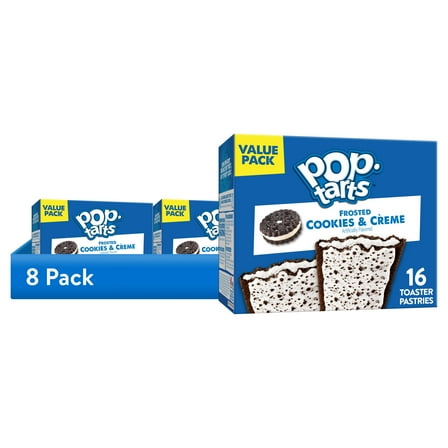 (8 pack) Pop-Tarts Frosted Cookies and Creme Toaster Pastries, Breakfast Foods, Shelf-Stable, 27 oz (16 Count)