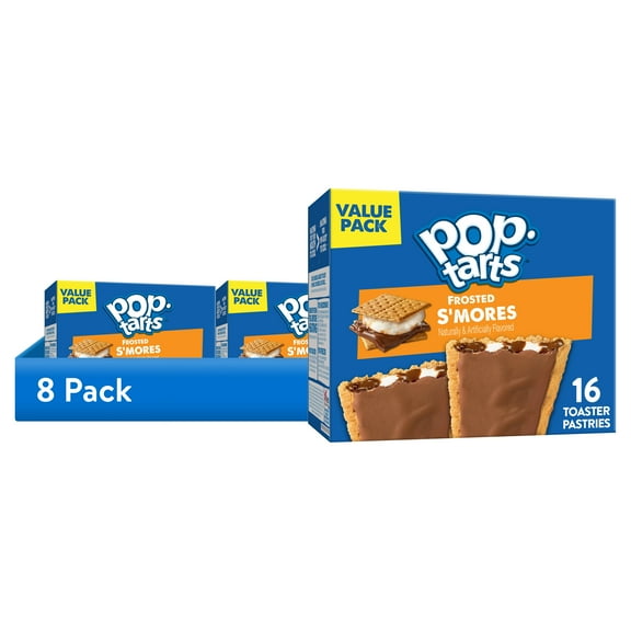 (8 pack) Pop-Tarts Frosted S'mores Toaster Pastries, Breakfast Foods, Shelf-Stable, 27 oz (16 Count)