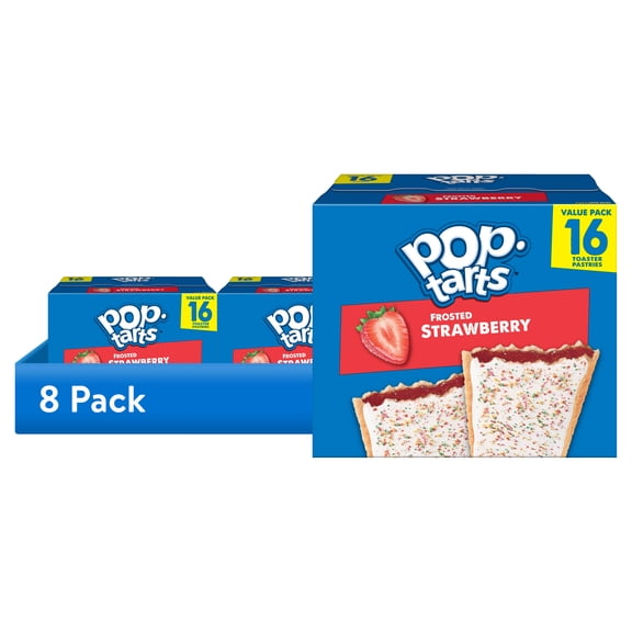 (8 pack) Pop-Tarts Frosted Strawberry Toaster Pastries, Breakfast Foods, Shelf-Stable, 27 oz (16 Count)