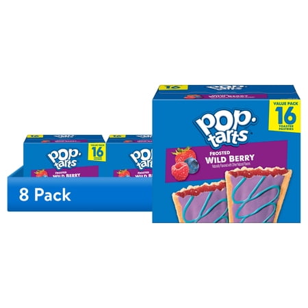 (8 pack) Pop-Tarts Frosted Wild Berry Toaster Pastries, Breakfast Foods, Shelf-Stable, 27 oz (16 Count)
