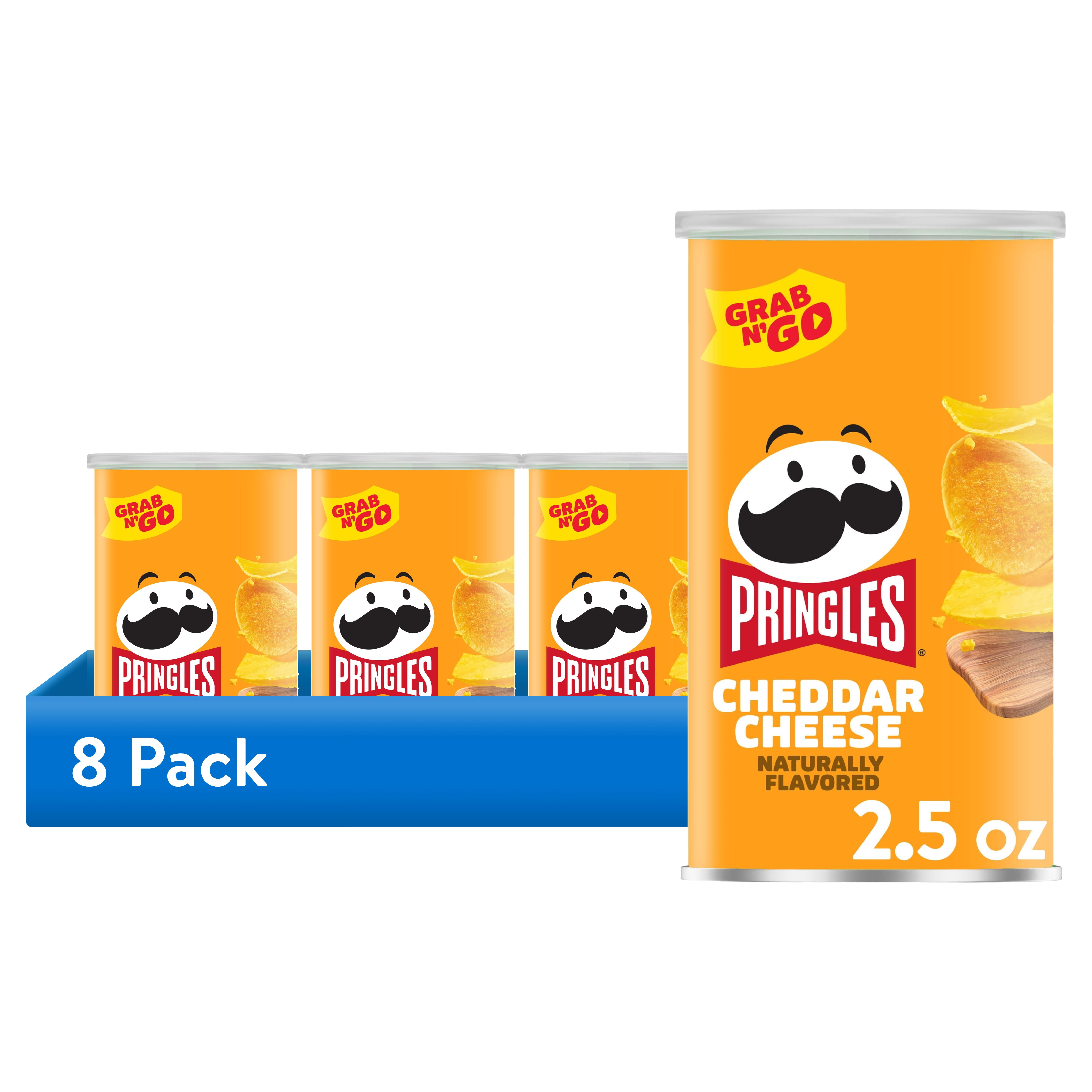 (8 pack) Pringles Potato Crisps Chips, Lunch Snacks, Office and Kids Snacks, Grab N' Go Pack, Cheddar Cheese, 2.5oz Can (1 Can)
