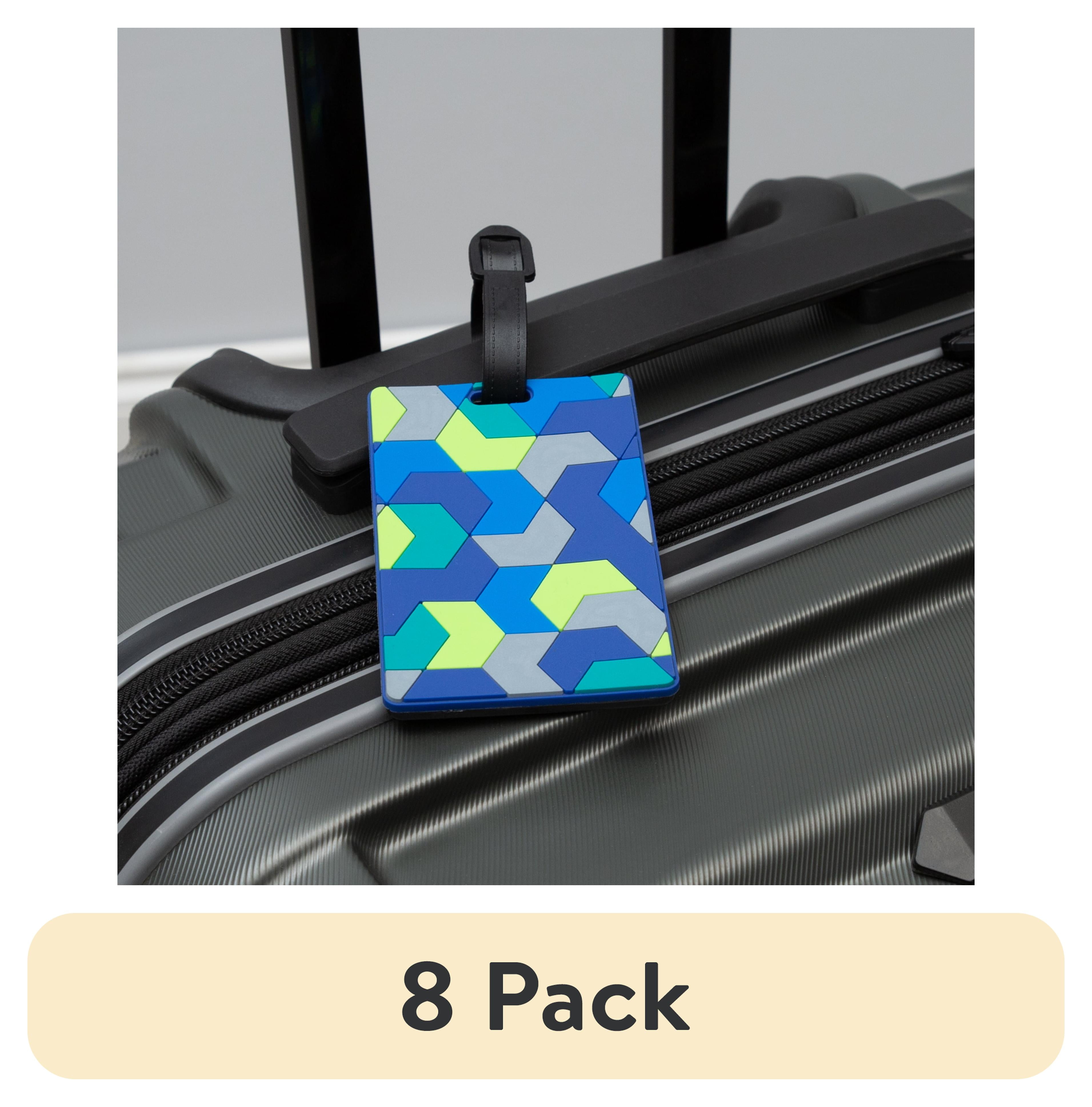 (8 pack) Protege Luggage Tag, Blue Geometric Design