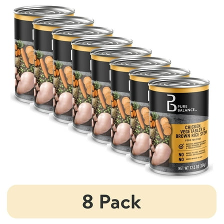 (8 pack) Pure Balance Wet Food for Dogs, Chicken, Vegetables, and Brown Rice Stew, 12.5 oz