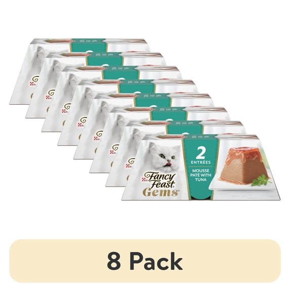 (8 pack) Purina Fancy Feast Gems Tuna Flavor Mousse Pate Wet Cat Food, 2 oz Tubs