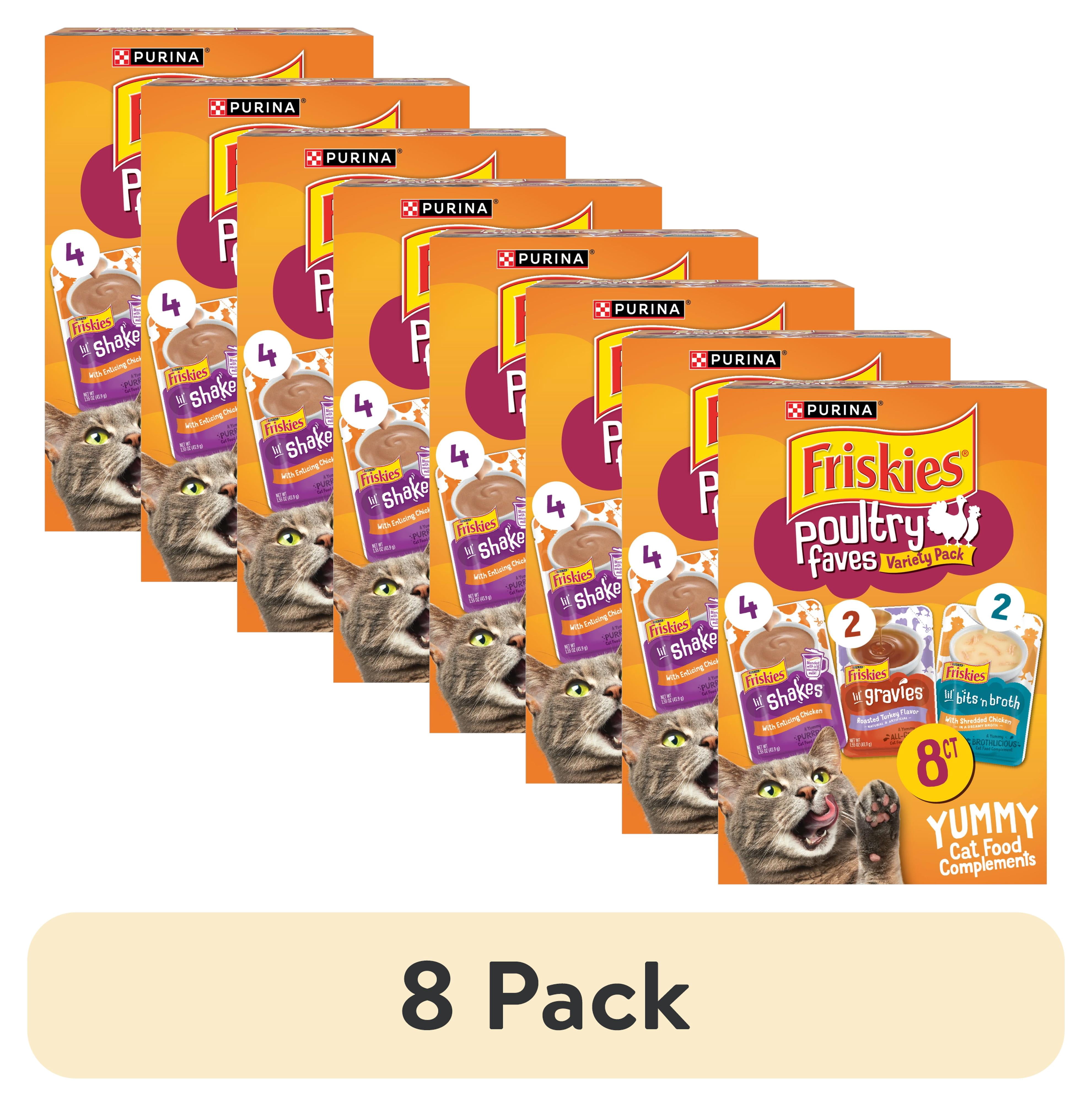 (8 pack) Purina Friskies Poultry Faves Lickable Cat Treats Complements Variety Pack